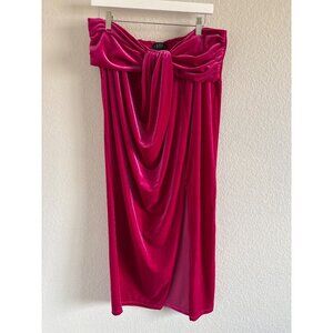 Eloquii Hot Pink Twist Velvet Maxi Skirt Long Slit Womens